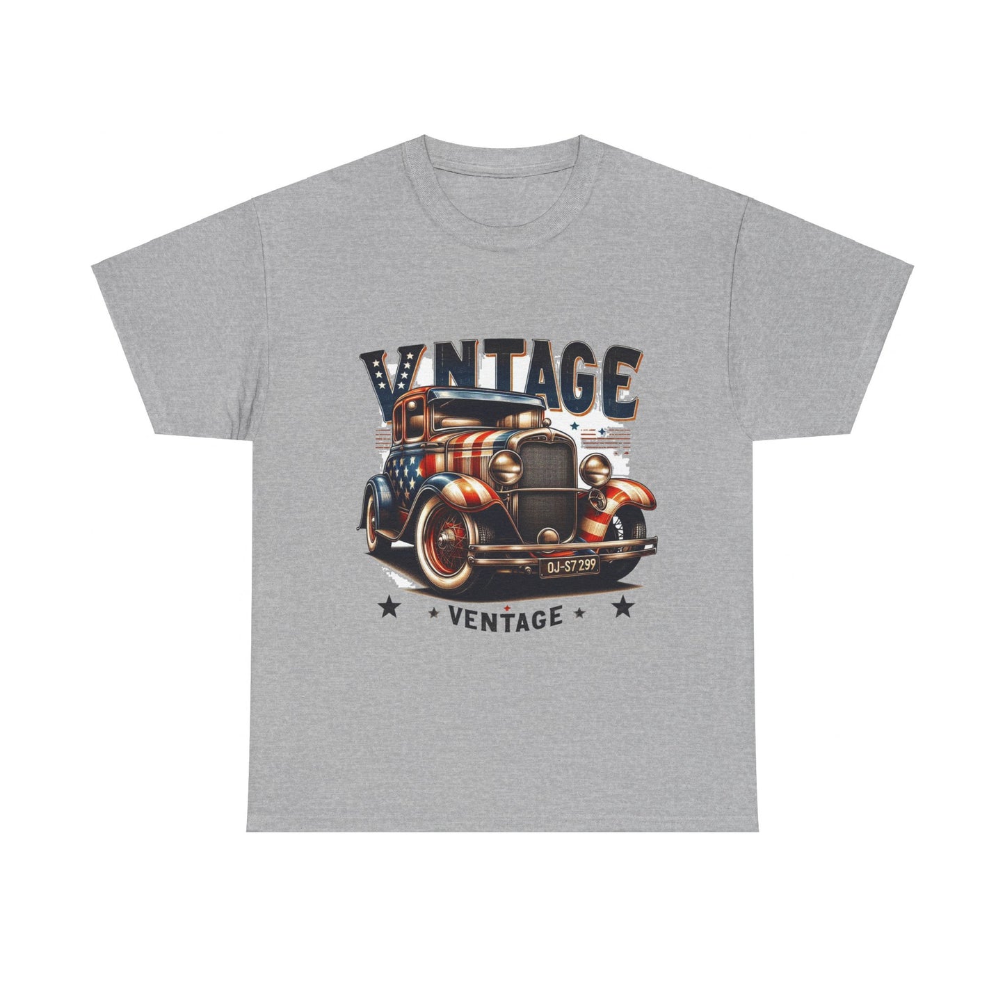 Flag Village USA Vintage Car Flag T-SHIRT Heavy Cotton Tee USA0010