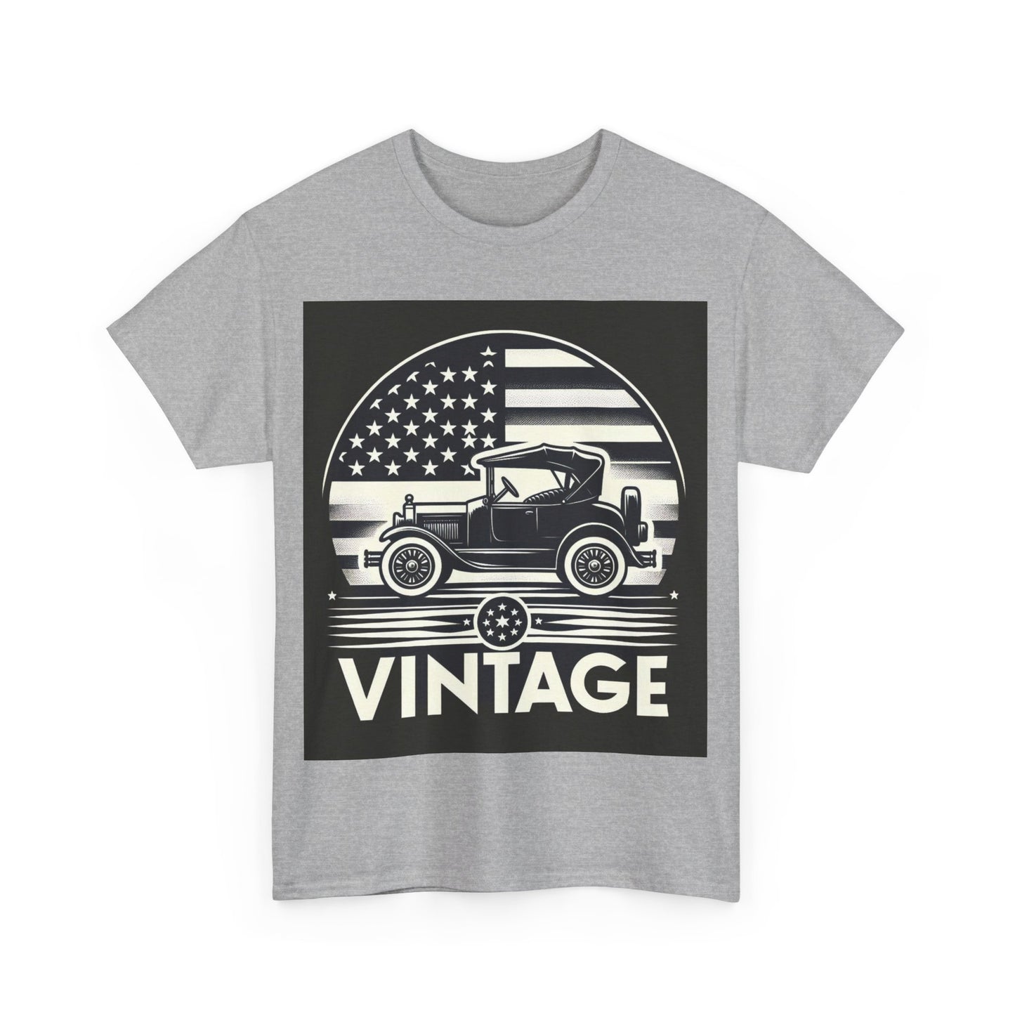 Flag Village USA Vintage Car Flag T-SHIRT Heavy Cotton Tee USA0001