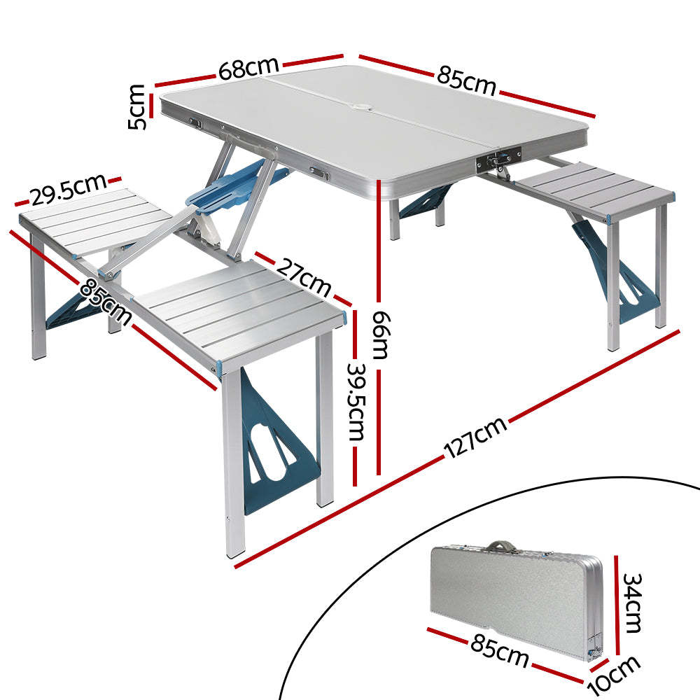 Flag Village Outdoor One-piece Folding Table And Chair Aluminum Alloy Folding Table Wholesale Barbecue Household Camping Aluminum Alloy Portable Table And Chair