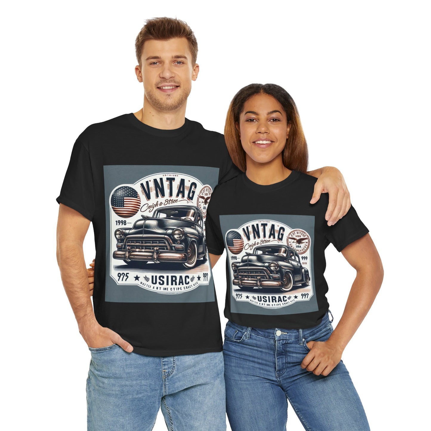 Flag Village USA Vintage Car Flag T-SHIRT Heavy Cotton Tee USA0018