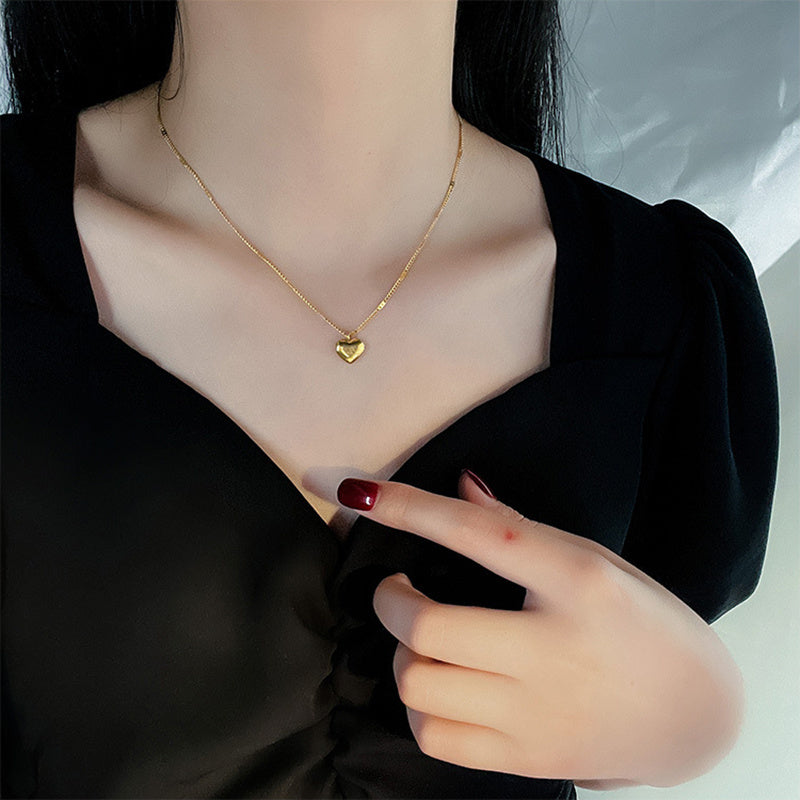 Flag Village Fashion Jewelry Necklace For Women New Trend Vintage Simple Love Heart Pendant Elegant Party Jewelry Birthday Gifts