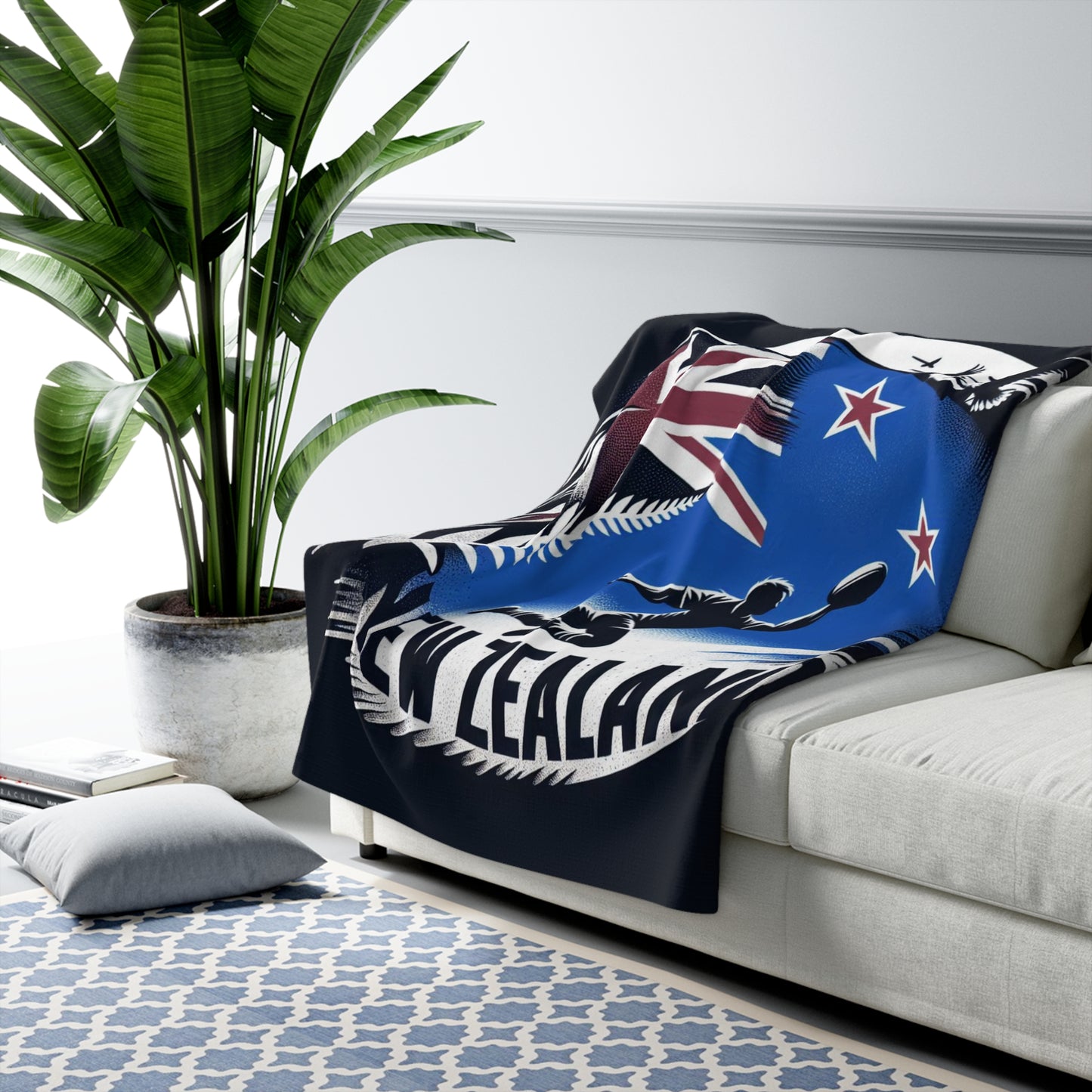 Flag Village New Zealand Sporting Flag Sherpa Fleece Blanket NZL0009