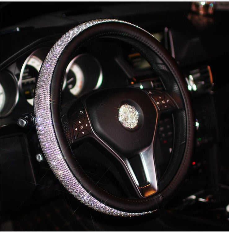 Flag Village Auto Tools Car steering wheel handle set Four seasons universal really cute feminine cartoon leather anti-slip handle