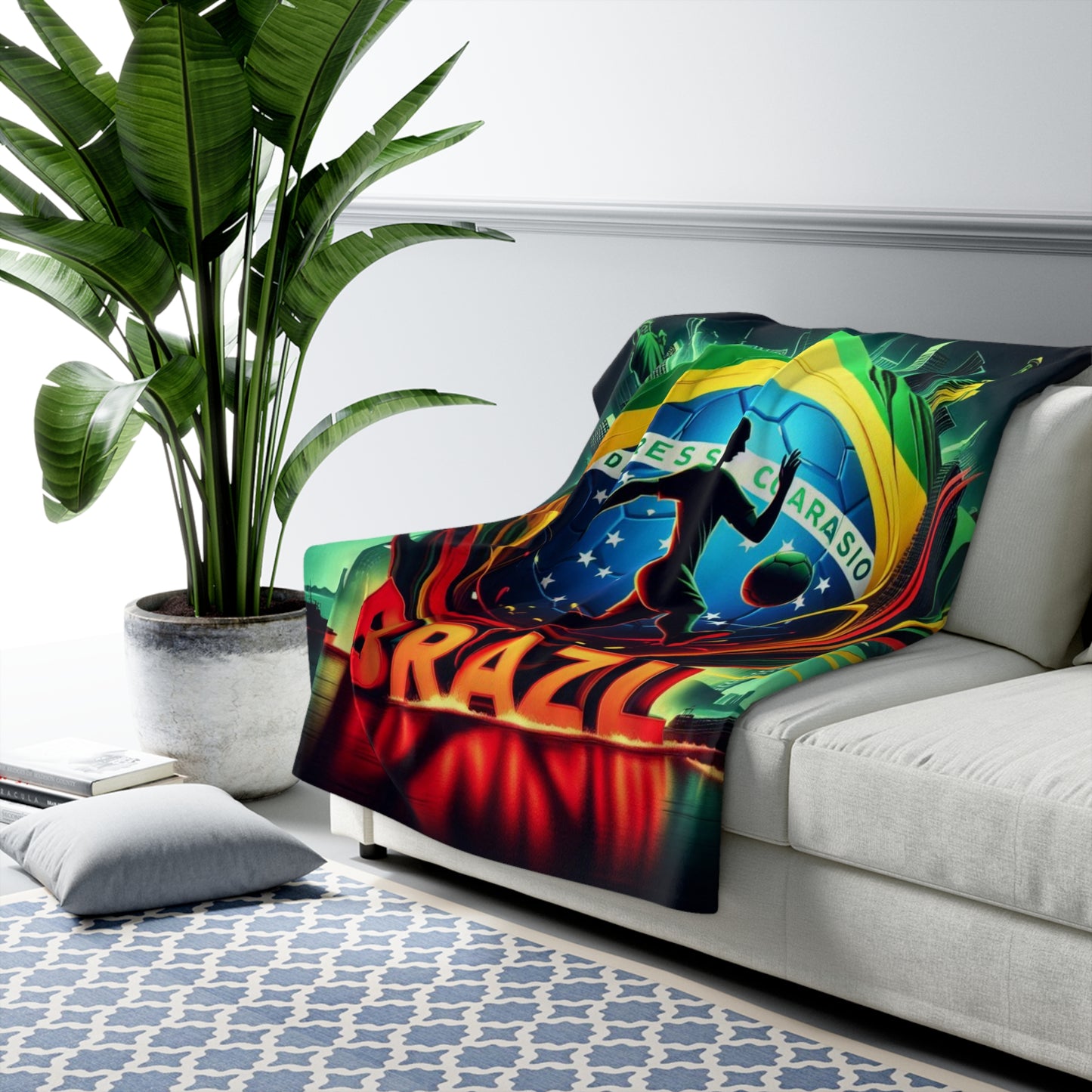 Flag Village BRAZIL Sporting Flag Sherpa Fleece Blanket BRA0007