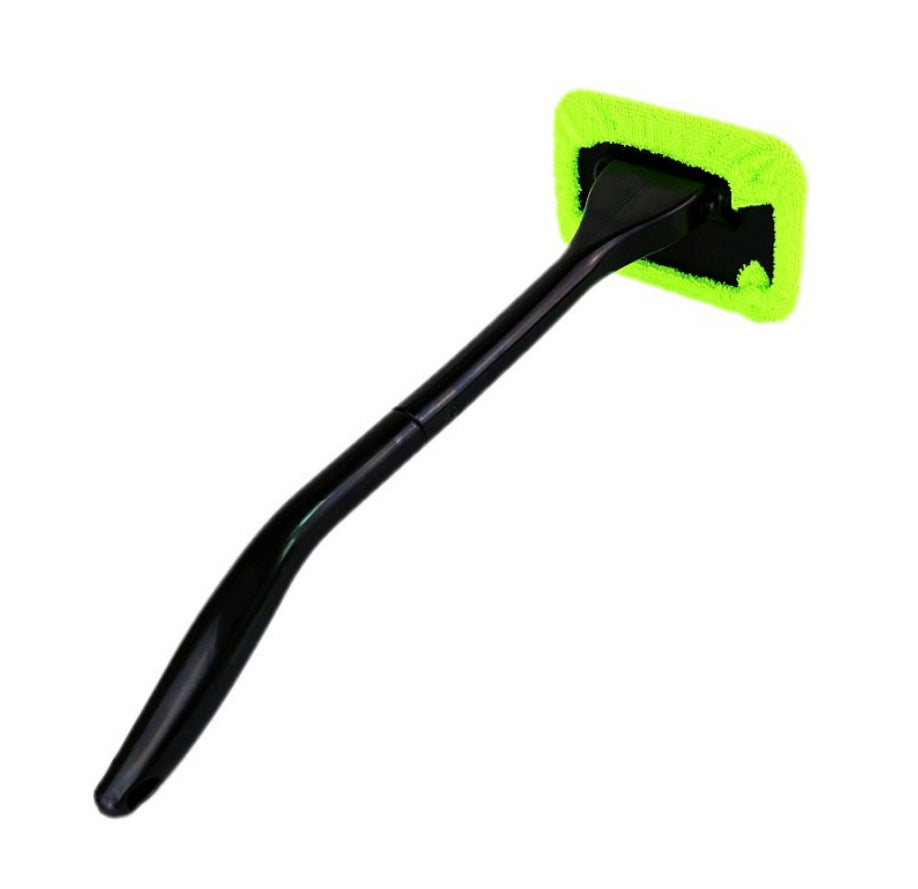 Flag Village Auto Tools microfiber car window cleaner with brush long handle car washer, windshield wiper, glass cleaning brush washable cloth fabric practice tool