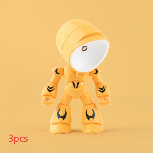 Flag Village Cute LED Hero Table Lamp Mini Portable Cool Mecha Cute Robot Night Light Bedroom Home Decoration Kids Boys Gifts