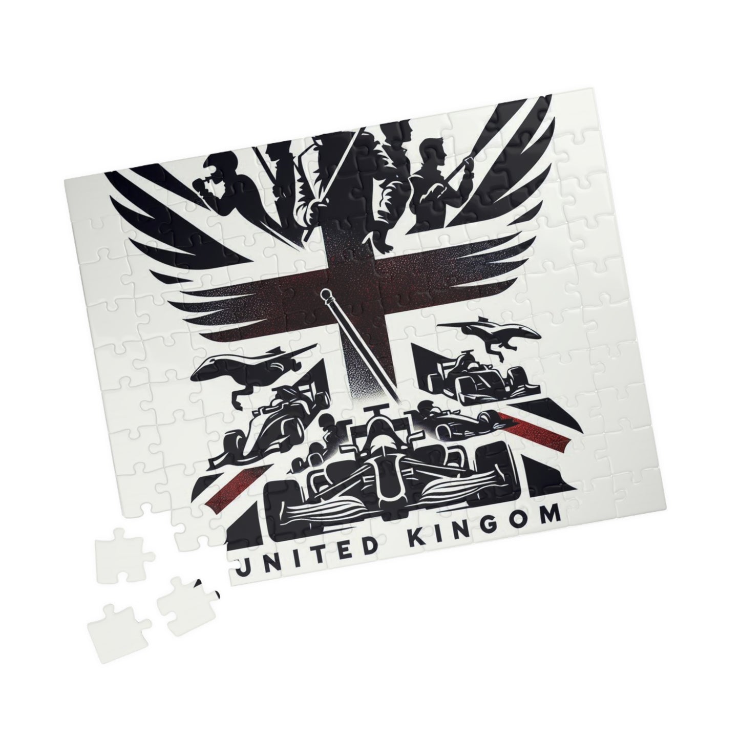 Flag Village United Kingdom Racing Car Sporting Flag Puzzle (110, 252, 520, 1014-piece) UK0006