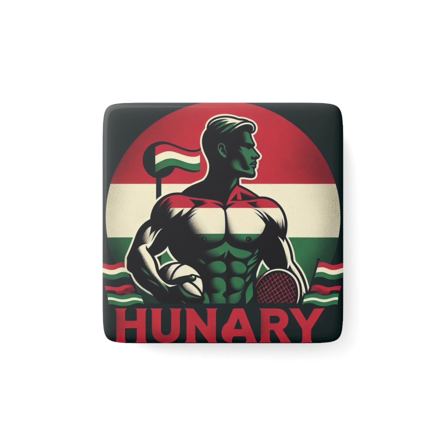 Flag Village Hungary Flag Sporting Porcelain Magnet, Square HUN0006