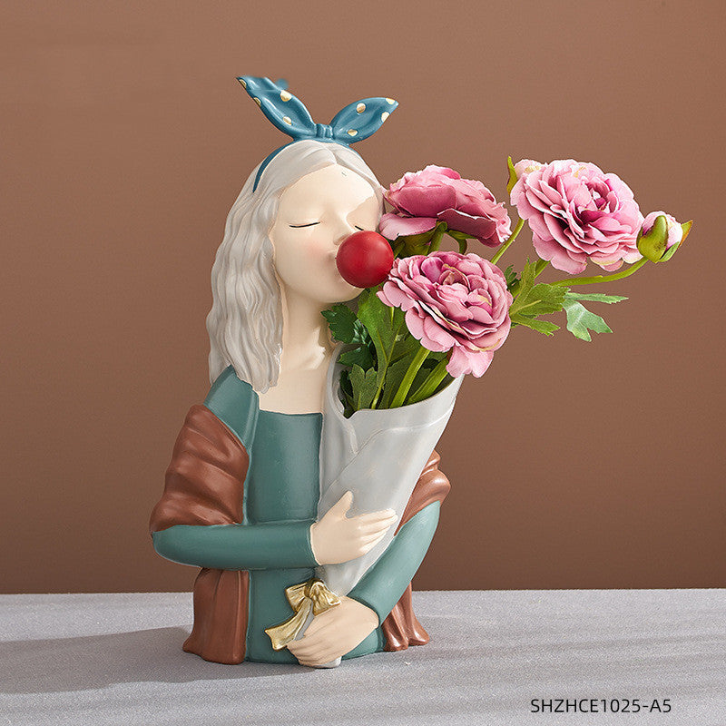 Flag Village Home Decor Girl Figurine Resin Sculpture Abstract Art Room Decor Nordic Decoration Home Living Room Decoration Accessories Gifts