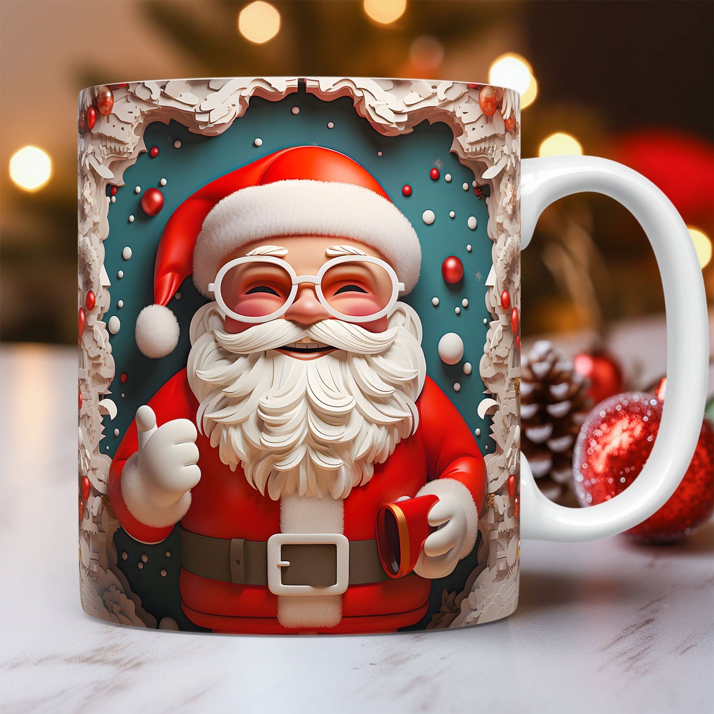 Flag Village Creative 3D Christmas Ceramic Mug Unique Space Design Snowman Santa Coffee Cup Tea Milk Mug Christmas Gifts For Kids Adults Kitchen Gadgets