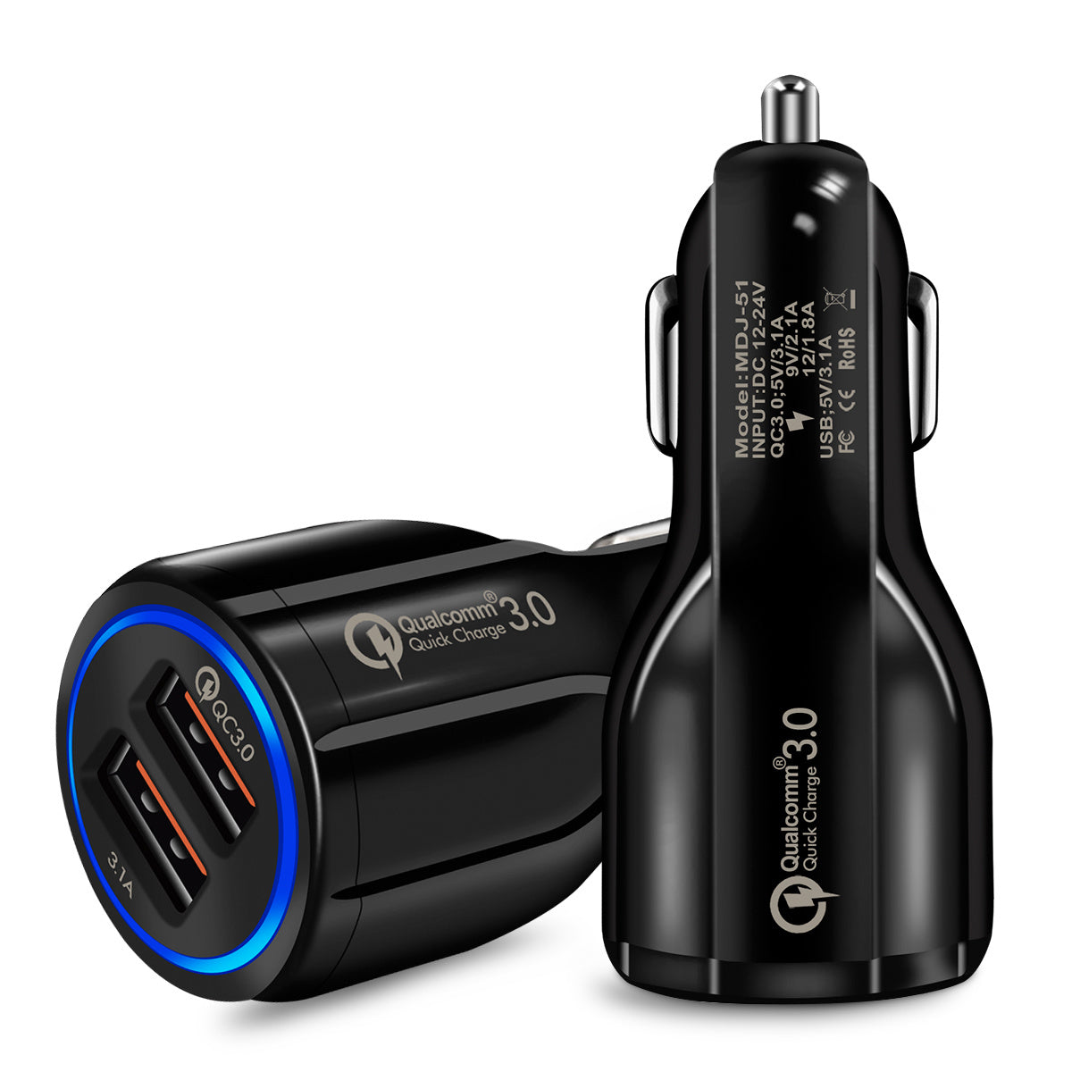 Flag Village Auto Tools Quick Charge 3.0 Car Charger For Mobile Phone Dual Usb Car Charger Qualcomm Qc 3.0 Fast Charging Adapter Mini Usb Car Charger