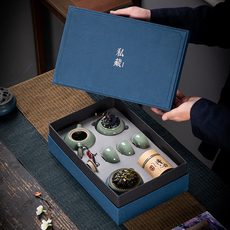 Flag Village Ceramic Kung Fu Tea Set Gift Box Set Business Small Gift