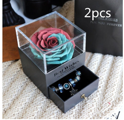 Flag Village Eternal Flower Rose Jewelry Box for Birthday Presents Valentines Day Wedding Gift