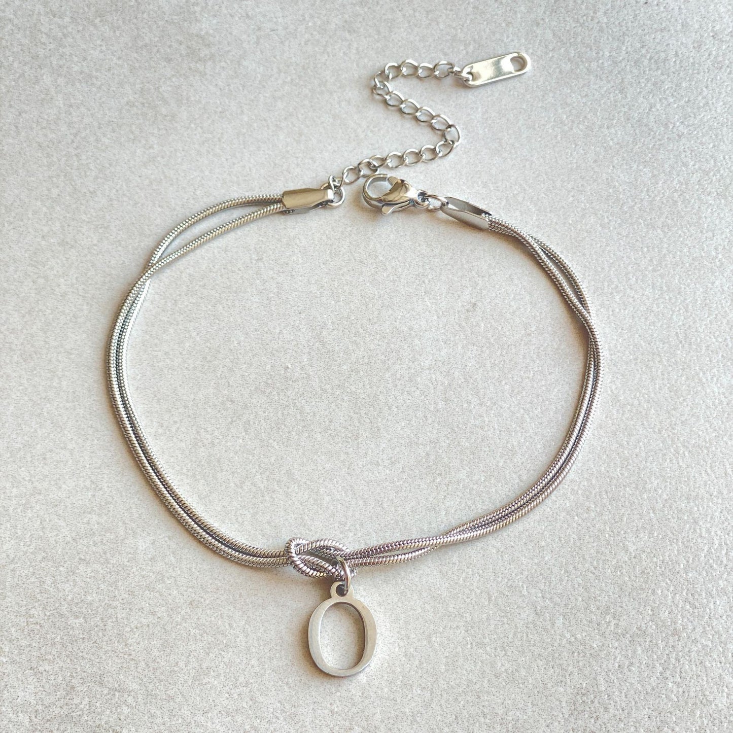 Flag Village New Letter A-Z Love Knot Bracelets For Women Couple Gold Color Dainty Snake Chain Charm Bracelet Stainless Steel Jewelry Gift Valentine's Day Gifts