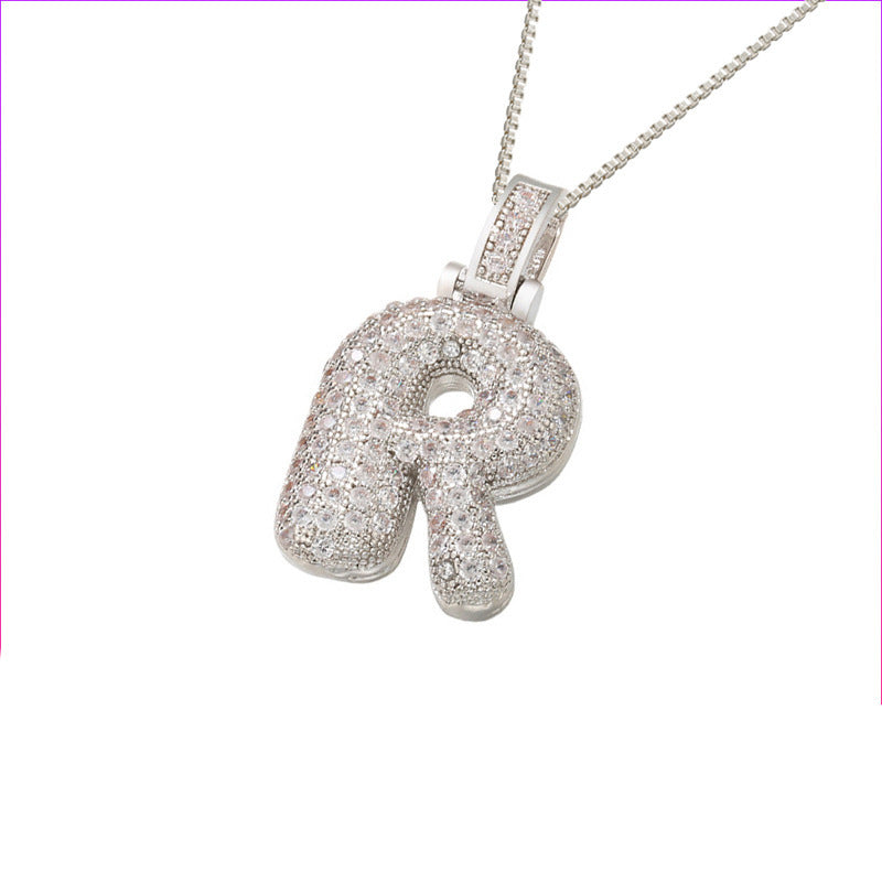 Flag Village Clavicle Chain Copper Micro Inlaid Zircon 26 Letter Pendant Necklace For Women's Birthday Jewelry Gifts