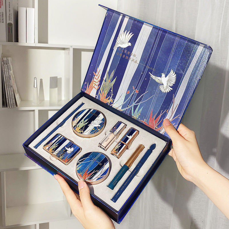 Flag Village Oriental Beauty Lotus Pond Moonlight Velvet Lipstick Makeup Set Gift Box