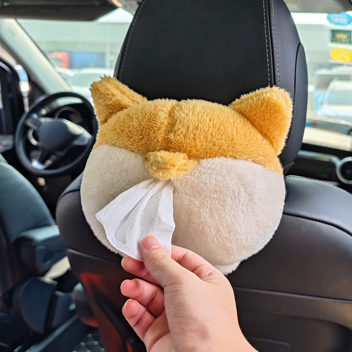 Flag Village Auto Tools Tissue Box Cover Soft Adorable Corgi Butt Shaped Creative Storage Bag Hanging Pouch Tissue Box Wrapper For Car Home