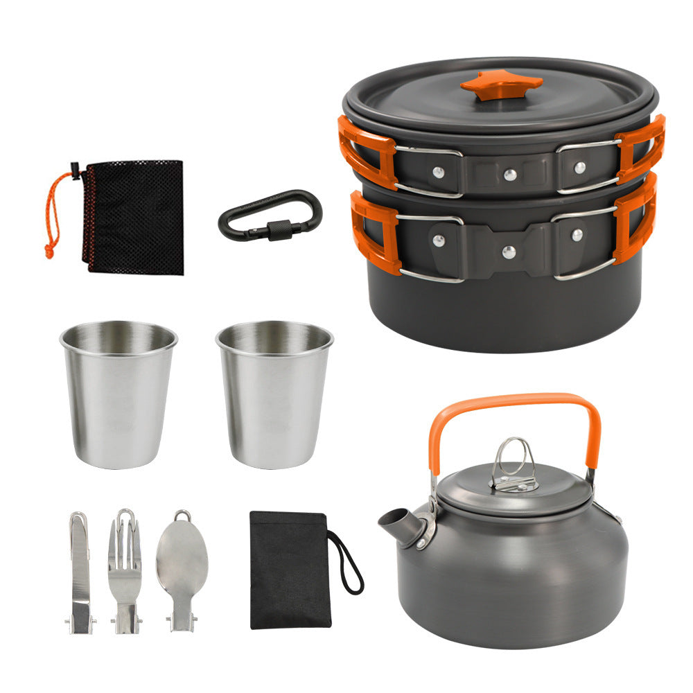 Flag Village Camping Teapot Set Pot Stove Set 2-3 People Picnic Stove Tableware