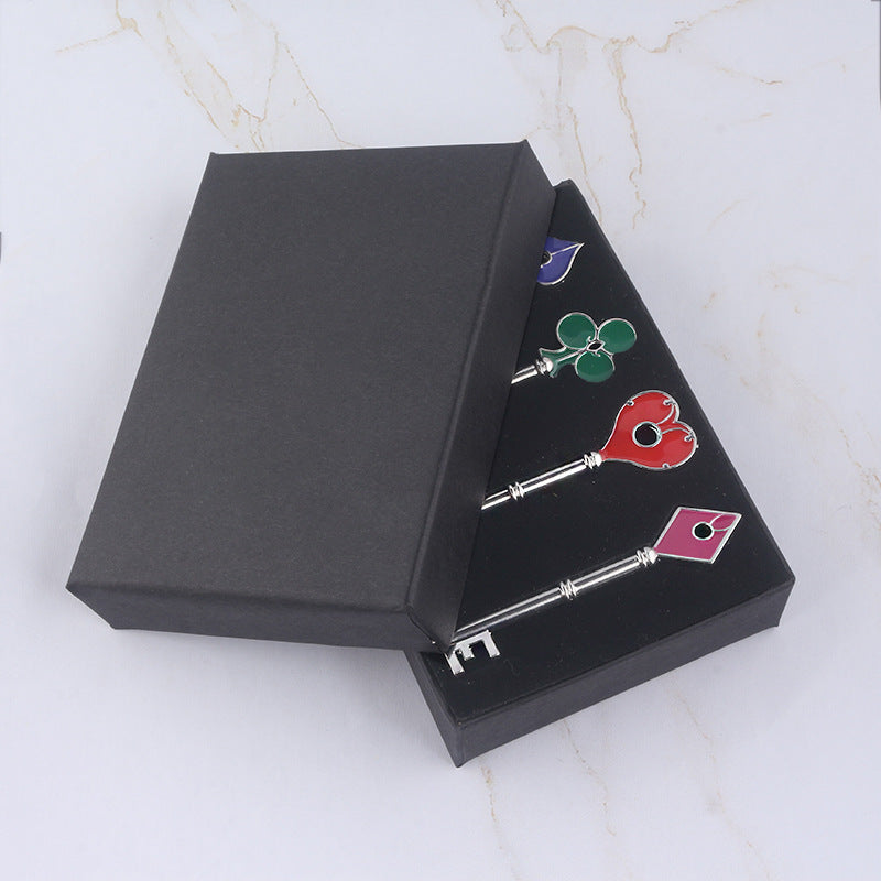 Flag Village Playing Card Key Shape Keychain Gift Box Set