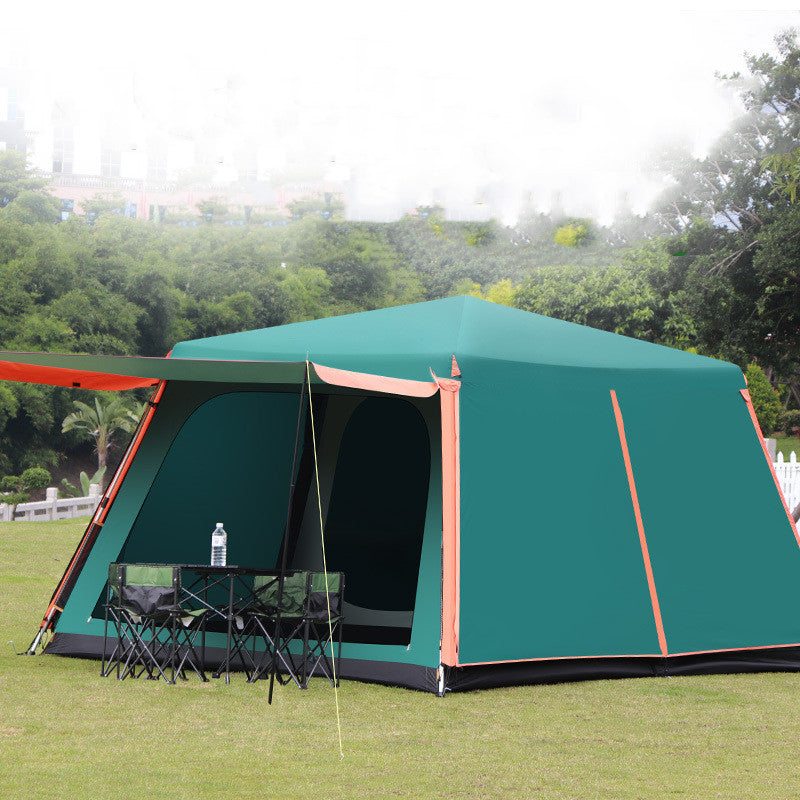 Flag Village Outdoor Fully Automatic Aluminum Pole 3-4-5-8 People Double-layer Thickening Rainstorm Field Camping Big Tent
