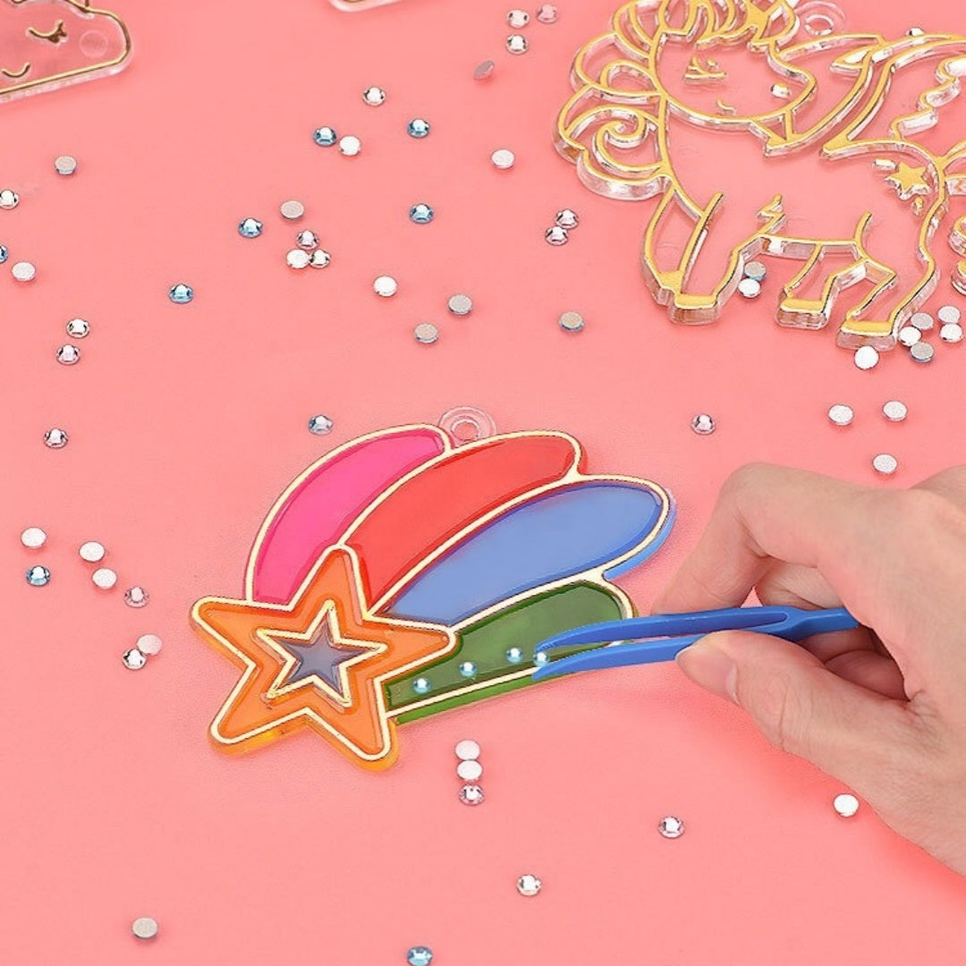 Flag Village Children Crystal Glue Painting Baking-free Painting DIY Handmade Ornaments Girls' Toys Suit Christmas Gifts