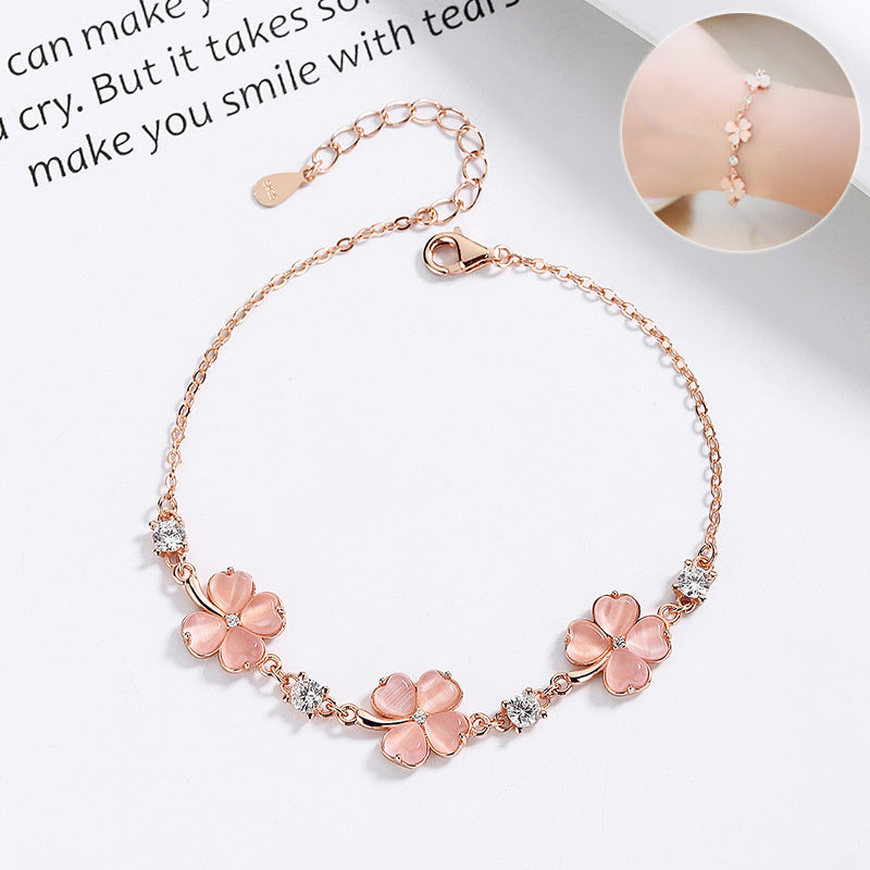 Flag Village Fashion Jewelry Opal Crystal Gemstones Chain Bracelets For Women Femme Zircon Diamonds Rose Gold Jewelry Bijoux Mujer Cute Girlfriend Gifts