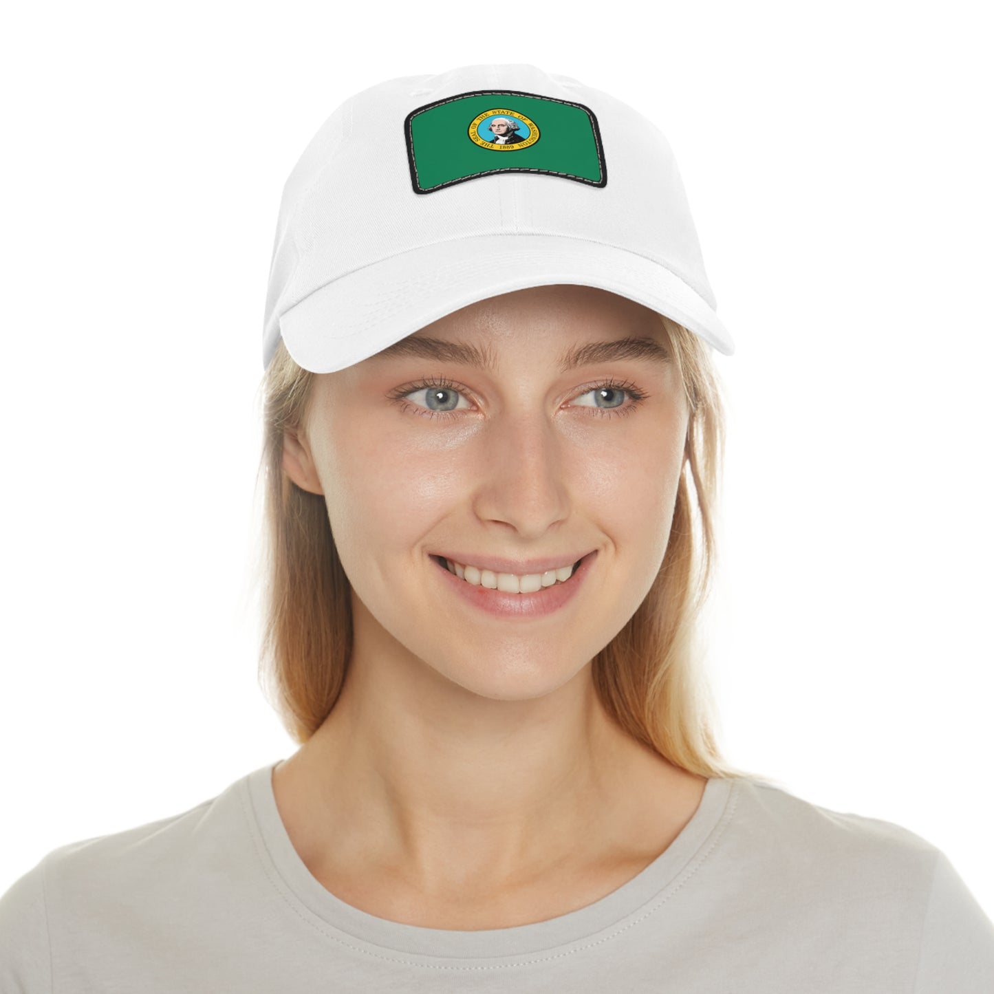 Flag Village USA Washington State Flag Hat Cap with Leather Patch