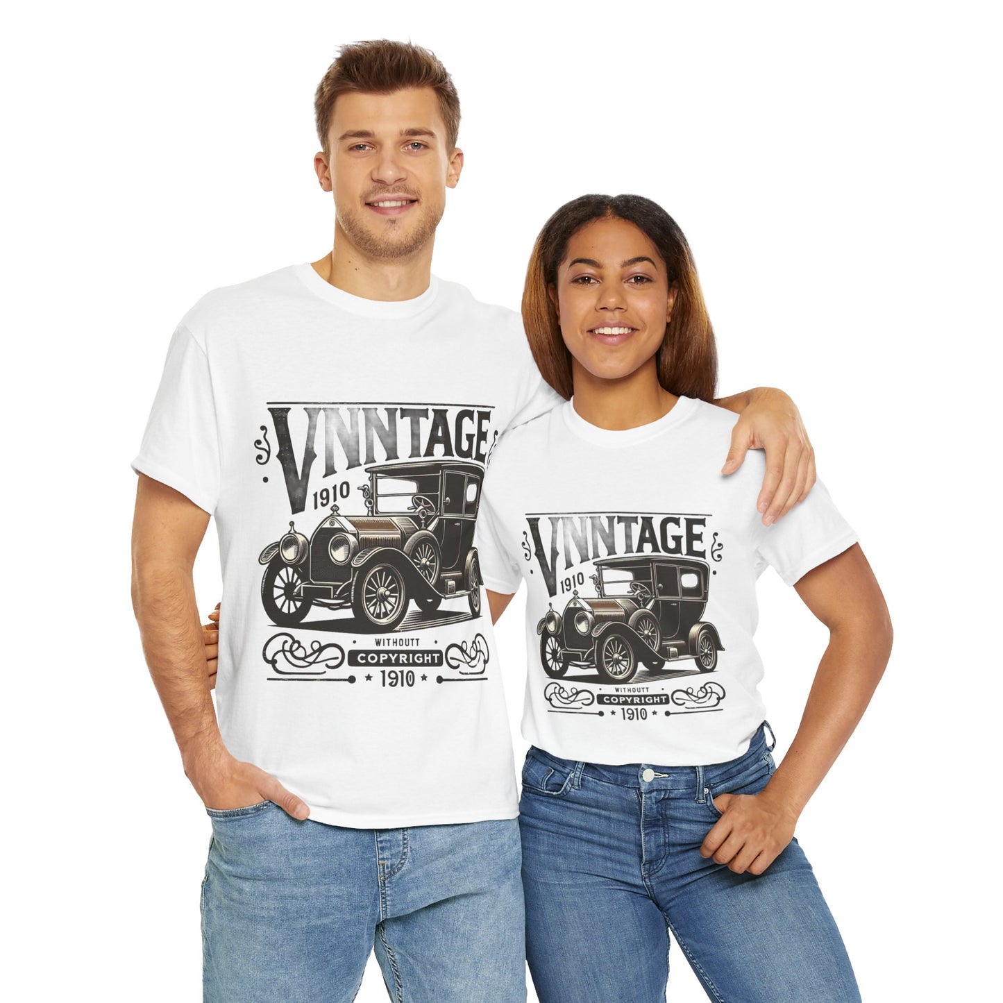 Flag Village USA Vintage Car Flag T-SHIRT Heavy Cotton Tee USA0005