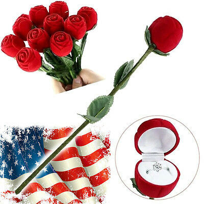 Flag Village Romantic Red Rose Flower Ring Gift Box for Anniversary Wedding Proposal & Gifts