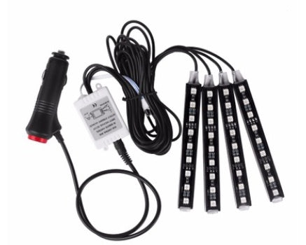 Flag Village Auto Tools Automotive atmosphere One to four lights Remote 4x9 LED atmosphere lamp Indoor foot lamp