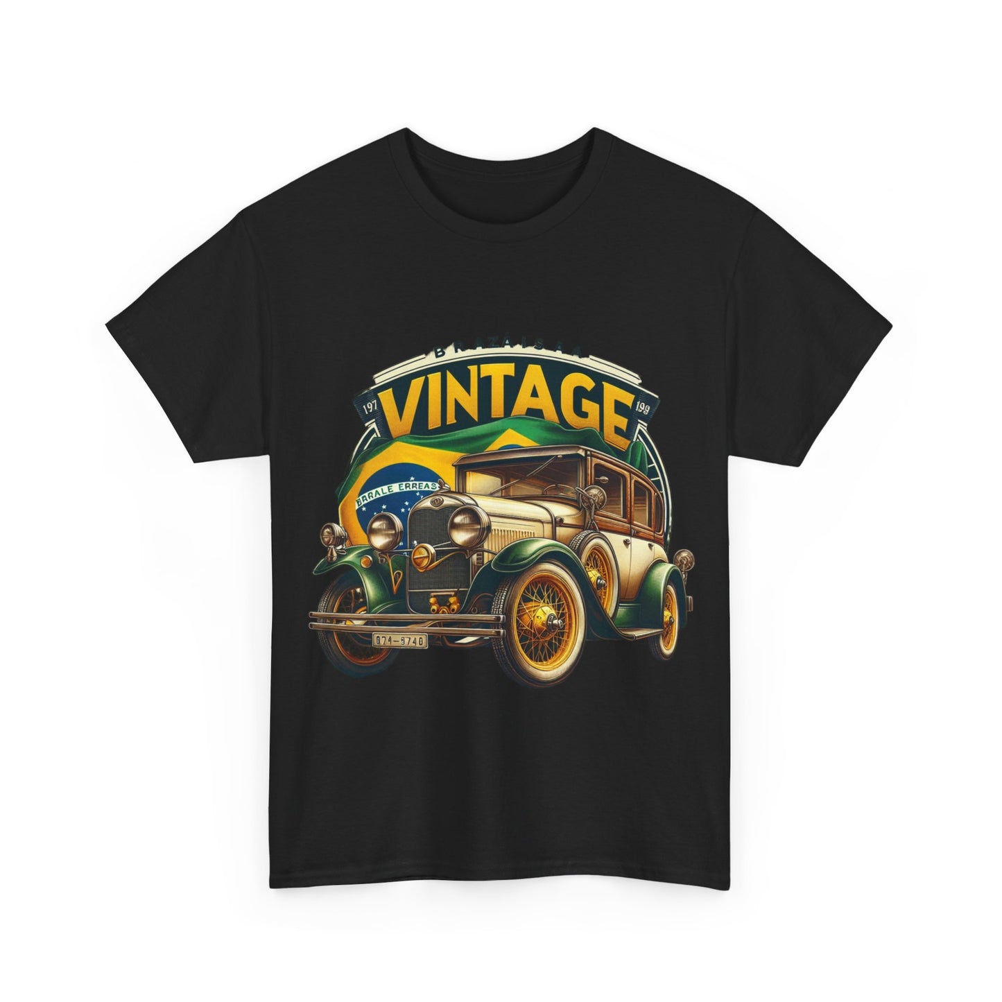 Flag Village Brazil Vintage Car Flag T-SHIRT Heavy Cotton Tee BRA0014