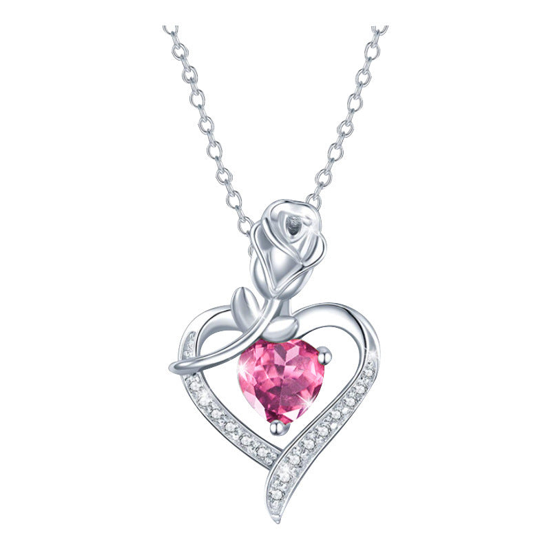 Flag Village Eternal Rose Apple Gift Box Women Necklace Valentine's Day Wedding Jewelry