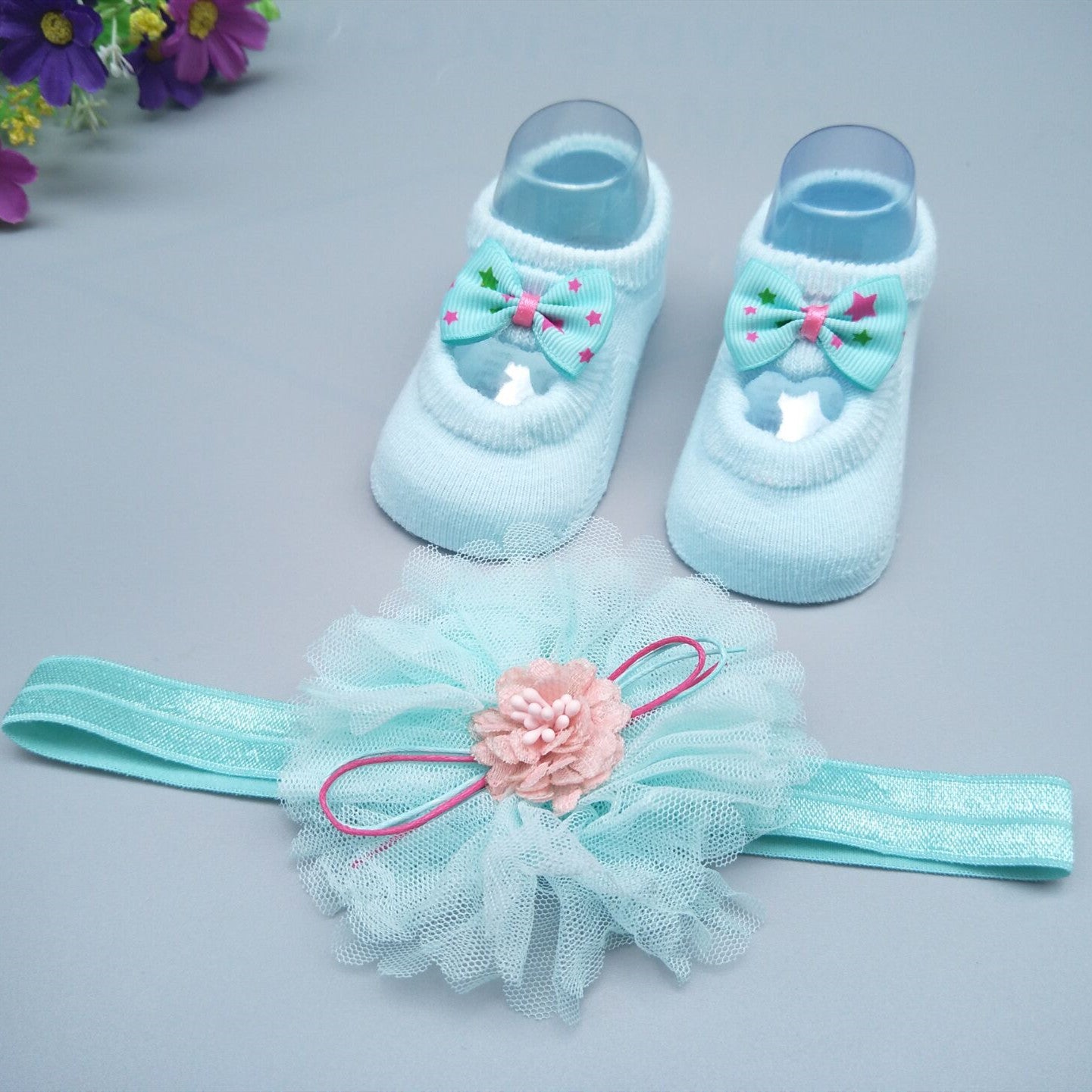 Flag Village New Baby Girl Socks Headband Gift Box