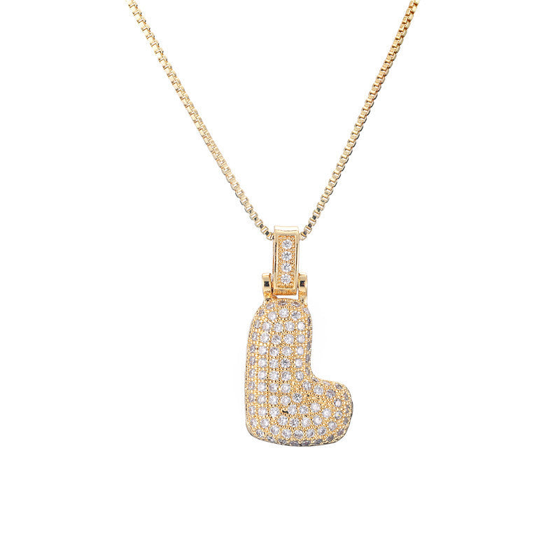 Flag Village Clavicle Chain Copper Micro Inlaid Zircon 26 Letter Pendant Necklace For Women's Birthday Jewelry Gifts