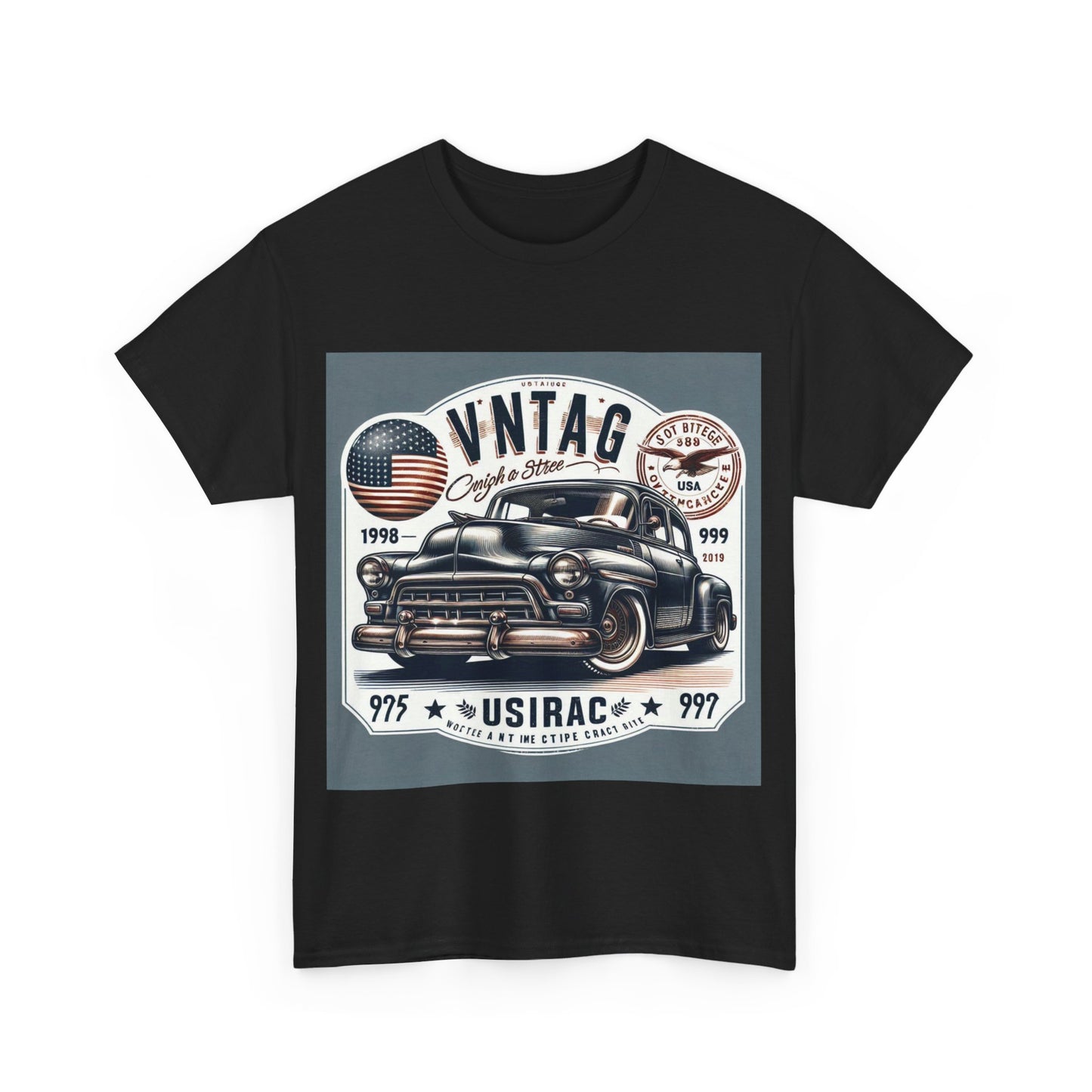 Flag Village USA Vintage Car Flag T-SHIRT Heavy Cotton Tee USA0018