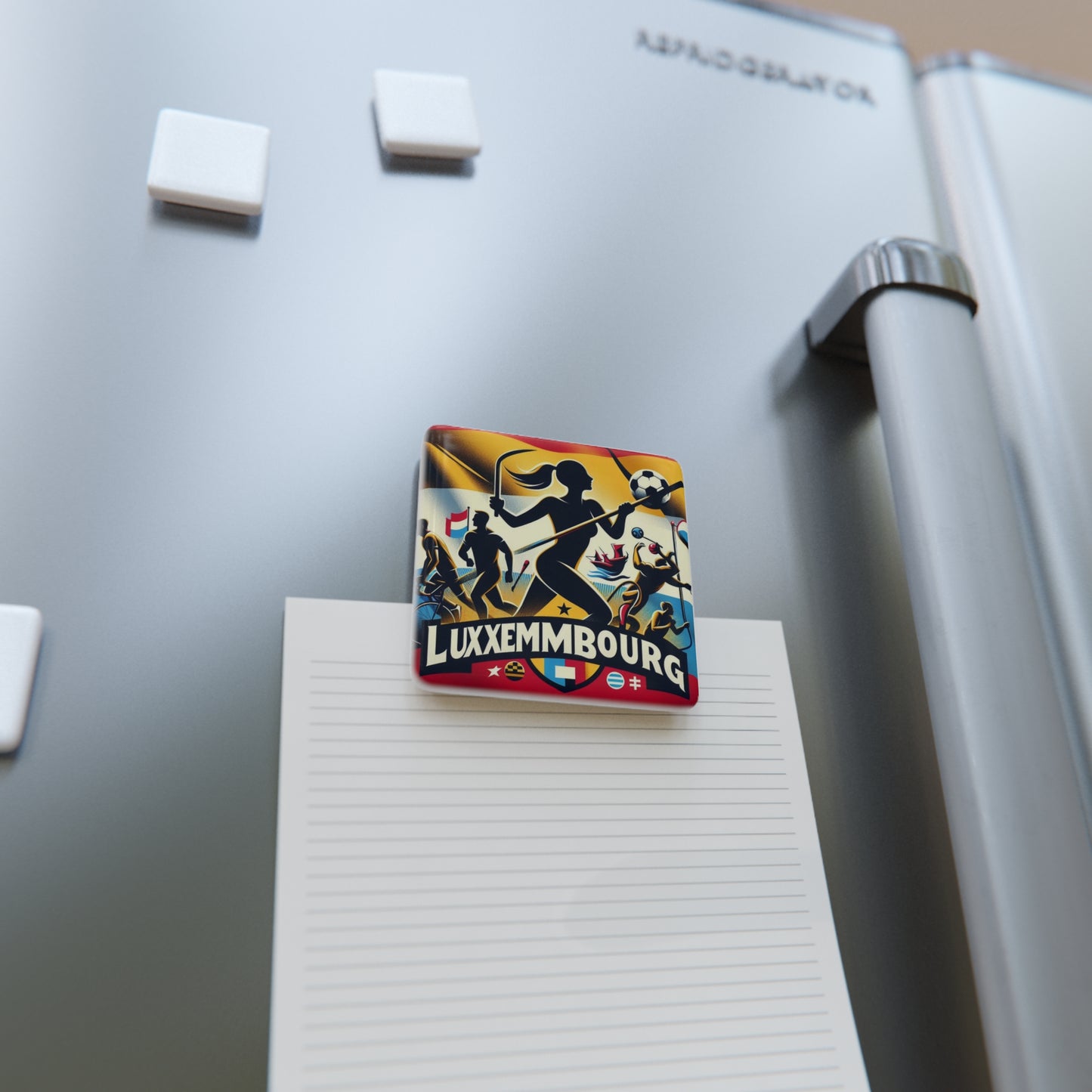 Flag Village Luxembourg Flag Sporting Porcelain Magnet, Square LUX0005