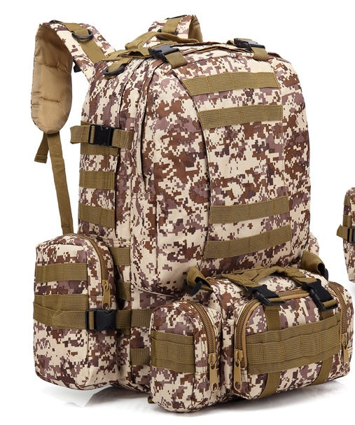 Flag Village Men's Travel Backpack Oxford Cloth Outdoors Backpack Army Camouflage Tactics Double Shoulder Bag Mountaineering Large Combination Backpack