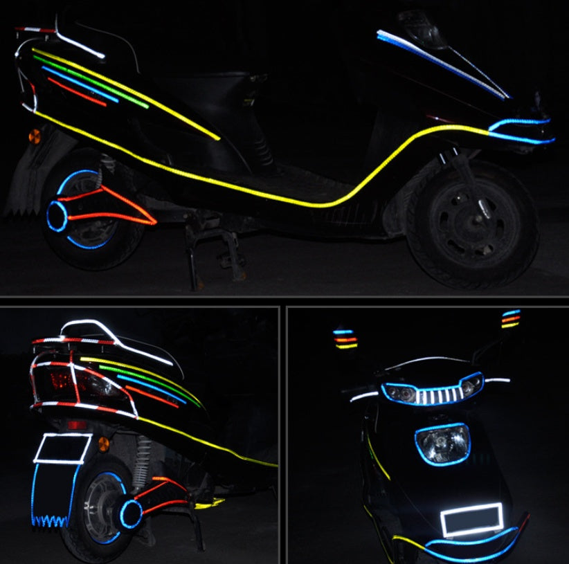 Flag Village Auto Tools Car and motorcycle bicycle reflective stickers mountain bike luminous stickers dead fly bicycle wheel body sticker