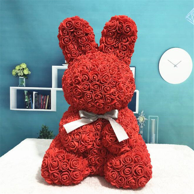 Flag Village 45cm Roses Bunny Valentines Day Eternal Flower Rabbit Romantic Wedding Engagement Ceremony Party Decoration Christmas Gifts