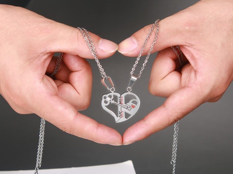 Flag Village Pendant Love Necklace Set Lover Valentine Gifts Stainless Steel Chain Necklace