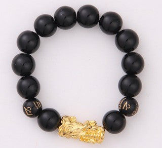 Flag Village Obsidian 18K Gold Bracelet six brave words on hand and little Pearl transport gifts wholesale