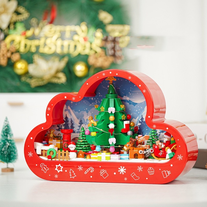 Flag Village Christma New Style Assembled Building Block Toys Cloud Night Lamp Decorative Mirrors Frame LED Table Lights Creative Desk Bedroom Handmade Birthday Gifts