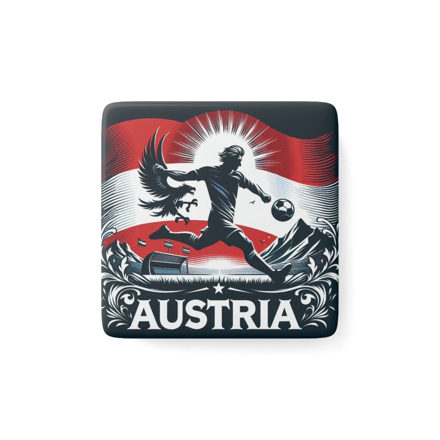 Flag Village Austria Flag Sporting Porcelain Magnet, Square AUT0005