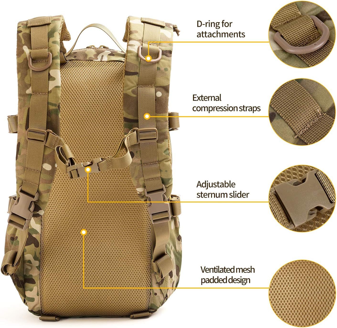Flag Village Tactical Backpack Men Military Assault Pack Outdoor Hiking Rucksack