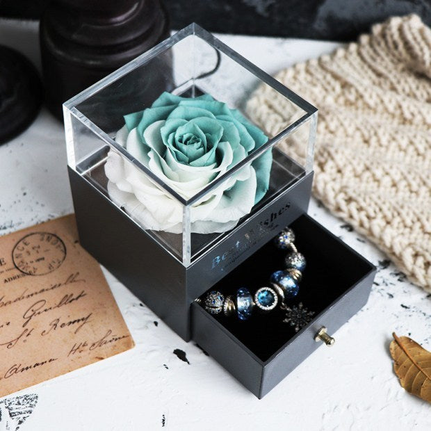Flag Village Eternal Flower Rose Jewelry Box for Birthday Presents Valentines Day Wedding Gift