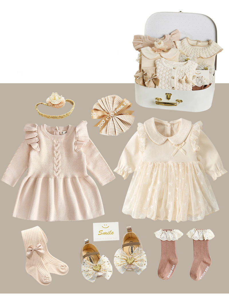 Flag Village Newborn Gift Box Spring And Summer Suit Girl Baby Full Moon Gift
