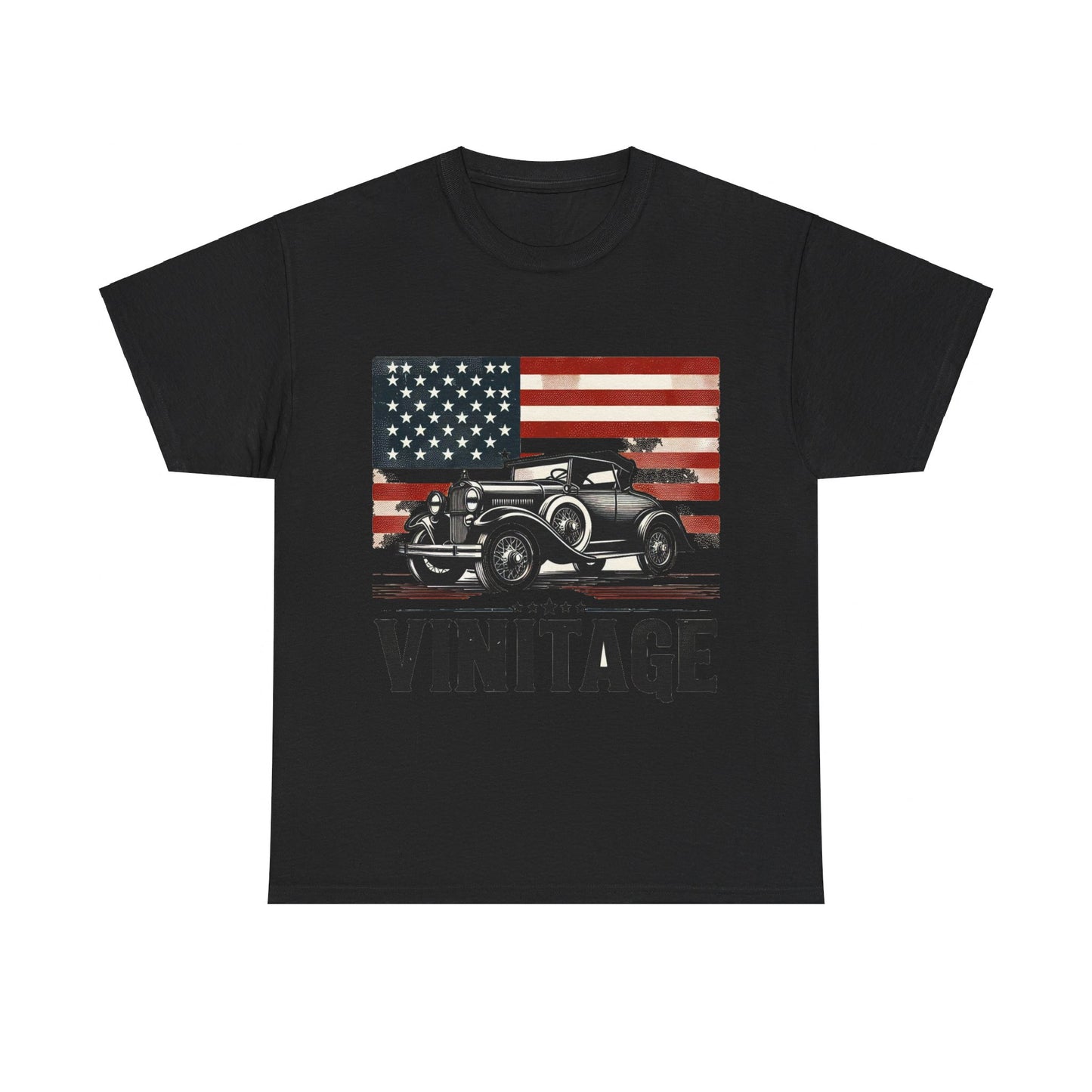 Flag Village USA Vintage Car Flag T-SHIRT Heavy Cotton Tee USA0002