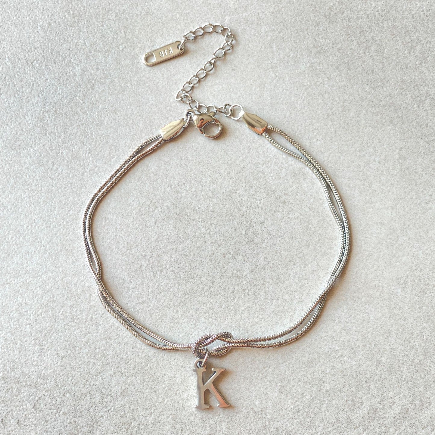 Flag Village New Letter A-Z Love Knot Bracelets For Women Couple Gold Color Dainty Snake Chain Charm Bracelet Stainless Steel Jewelry Gift Valentine's Day Gifts