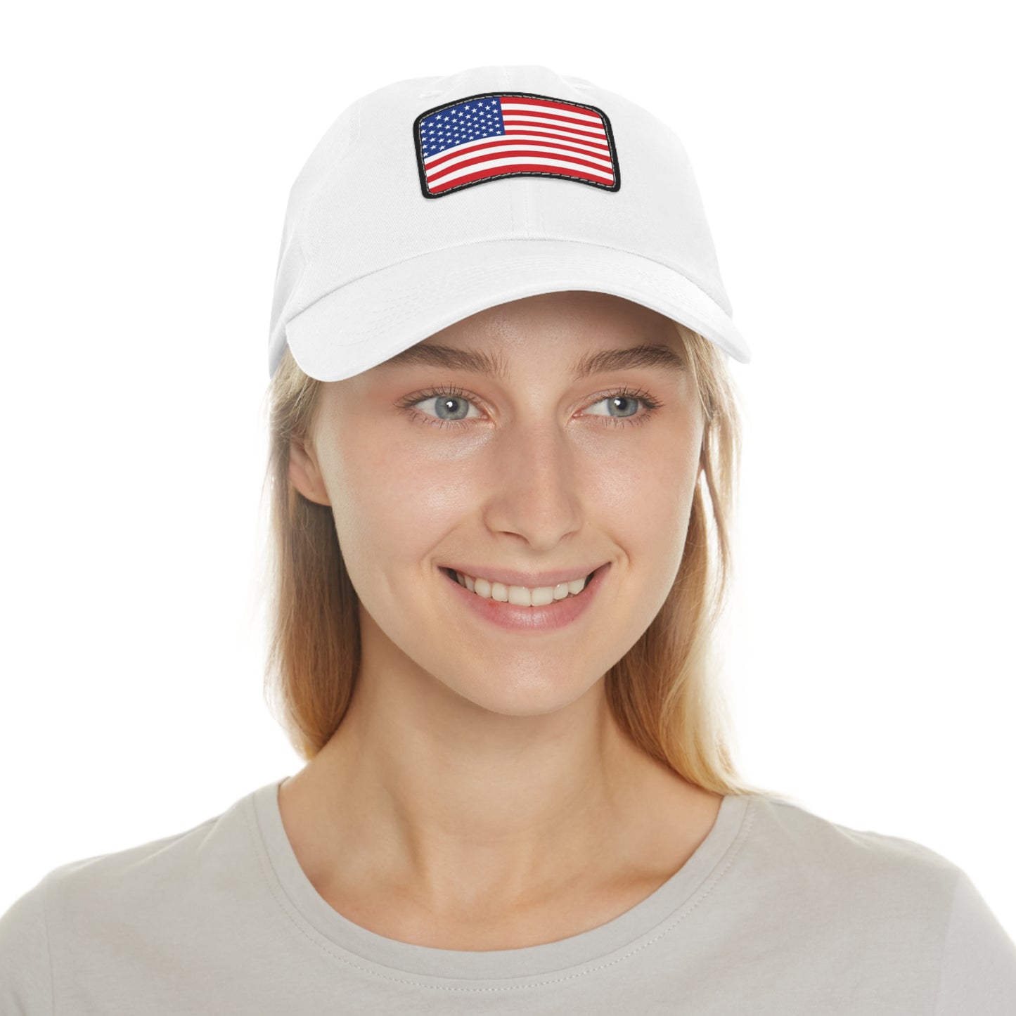 Flag Village United States Flag Hat Cap with Leather Patch