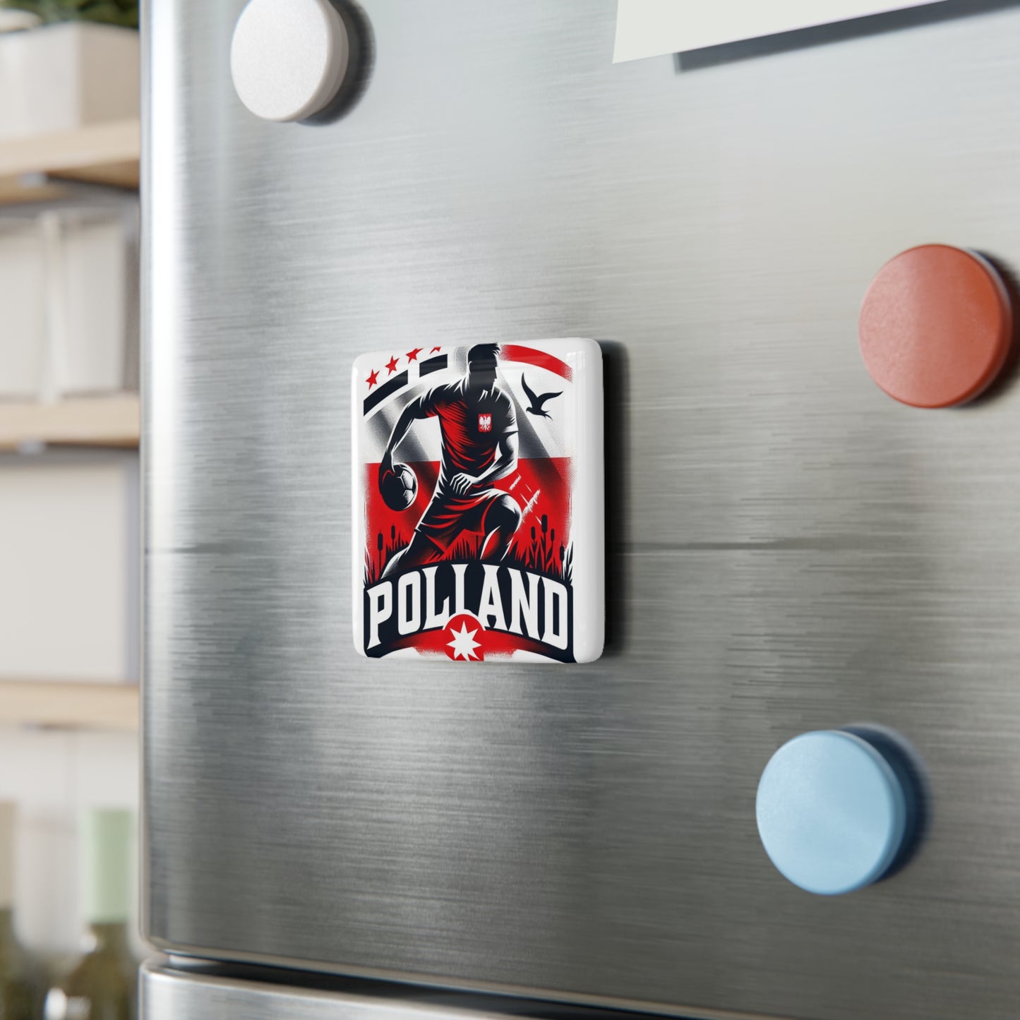 Flag Village Poland Flag Sporting Porcelain Magnet, Square POL0005